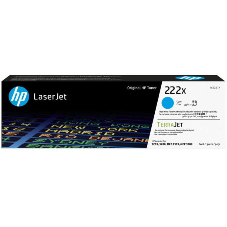 HP 222X High Yield Cyan Original LaserJet Toner Cartridge