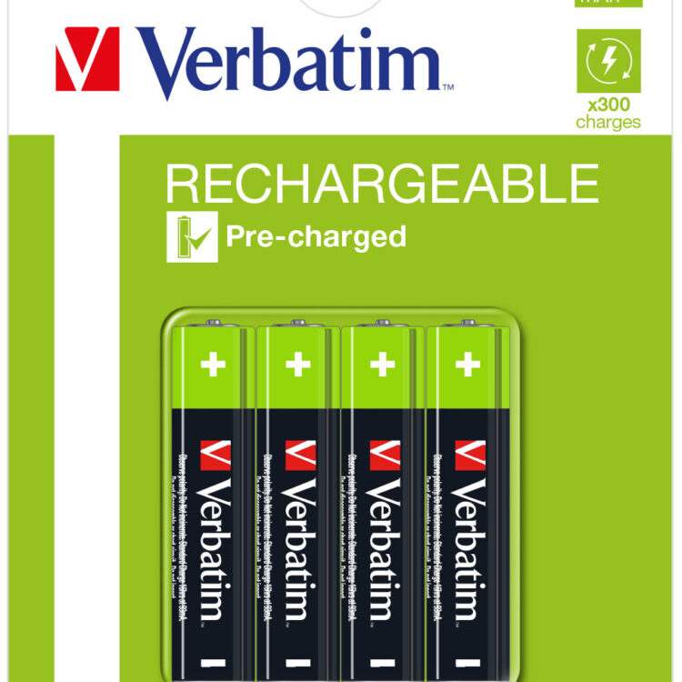 Verbatim AAA Premium Rechargeable Batteries 4 Pack