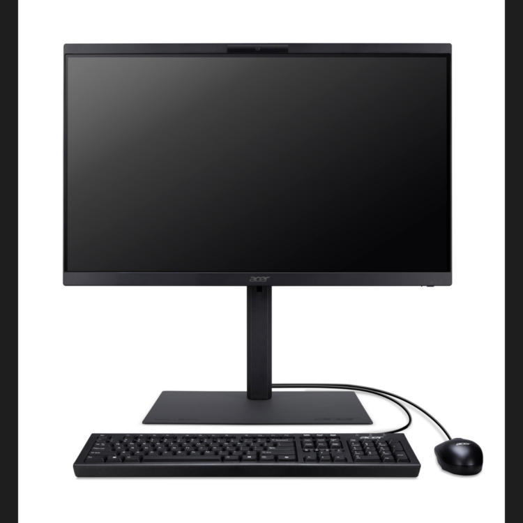 Acer AIO VZ4734GT 23.8" FHD Non-Touch Intel Core U5 225 Processor 16GB DDR5 Memory 512GB SSD M.2 PCIe Wi-Fi 6E and Bluetooth 5.3 TPM 2.0 SD Card Reader Integrated 5.0 MP+IR webcam with 2 stereo microphones USB Keyboard & Mouse Incl. Windows 11 Professional 3 Year Onsite Warranty