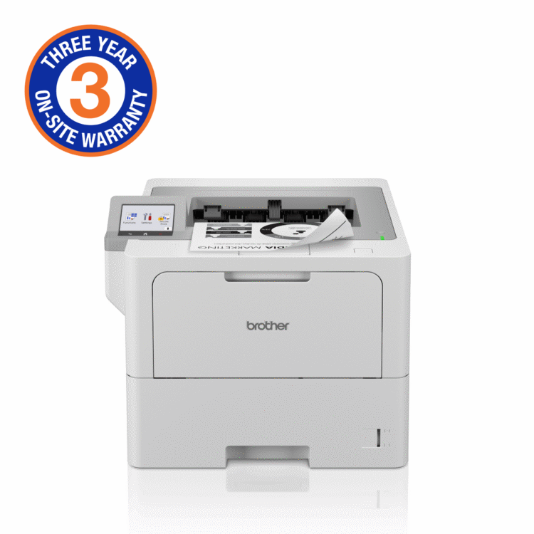 Brother High-Speed Monochrome Duplex Laser Printer with wired network capability (3YR onsite)