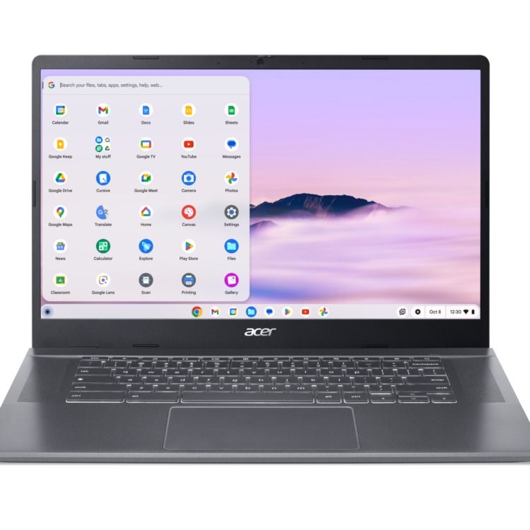 Acer Chromebook Plus 515 15.6" FHD IPS SlimBezel Touch LCD Intel Core 5 processor 120U 16GB LPDDR5X 256GB PCIe NVMe SSD WIFI6E+BT FPR FHD USB Camera 53Wh Li-ion battery 65W Type C adapter Google Chrome OS 3 Year Onsite Warranty CBE595-2T-TCO-55QW
