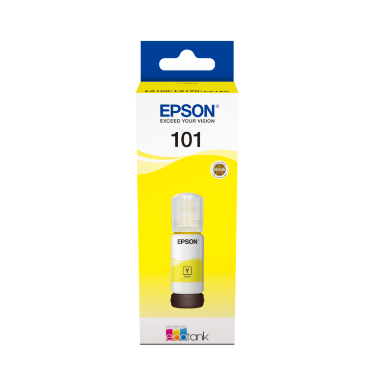 Epson 101 Ink Bottles Yellow 70ml Ecotank L4150 / L4156 / L4160 / L4260 / L6160 / L6170 / L6176 / L6190 / L6270 / L6290 / L6370 / L14150 6000 pages