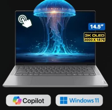 Lenovo Yoga Pro7 / 14IAH10 / 14.5" 3K / 3000x1876 / OLED / Touch / Grey / Core_ULtra7_255H / 32GB Soldered LPDDR5X-8533 / 1TB SSD M.2 2242 PCIe 4.0x4 NVMe / Backlit K/B / Win11 Home / 2YR Premium Care+On-Site