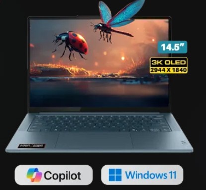 Lenovo Yoga Pro7 / 14ASP10 / 14.5" 3K 2944x1840 / OLED / Teal / AMD Ryzen_AI_9_365 / 32GB Soldered LPDDR5X-8000 / 1TB SSD M.2 2242 PCIe 4.0x4 NVMe / Backlit K/B / Win11 Home / 2YR On-Site