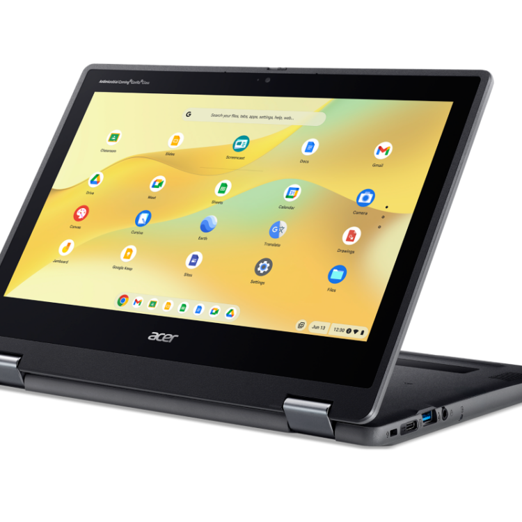 Acer Chromebook Spin 511 11.6" HD IPS touch Celeron N150 4 GB LPDDR5 eMMC 32GB Micro SD card reader WIFI6E+BT HD USB Camera 5MAF MIPI 53Wh Li-ion battery 65W Google Chrome OS 3 Years Carry in (R757T-TCO-C4KA)